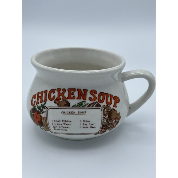 Vintage Chicken Soup Mug Dat'l Do It Recipe Ceramic Mug Cup With Recipe On Front - Picture 1 of 13